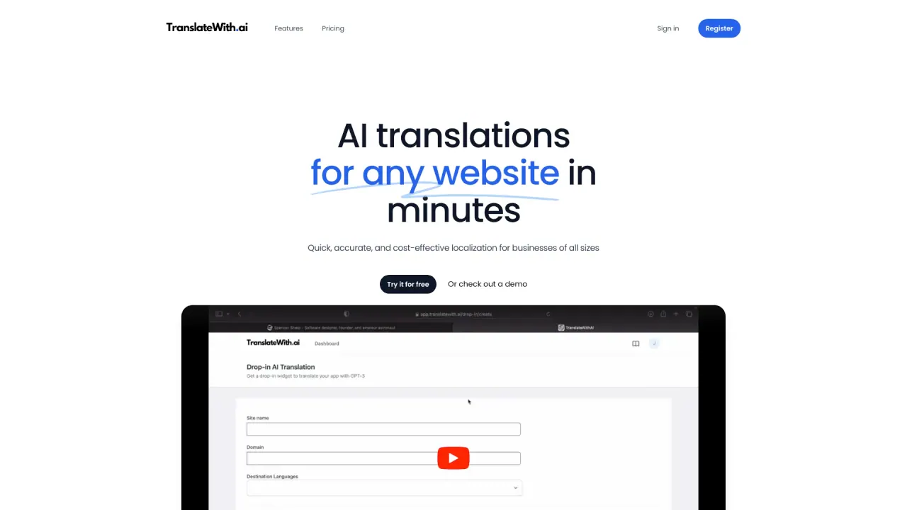 TranslateWithAI screenshot