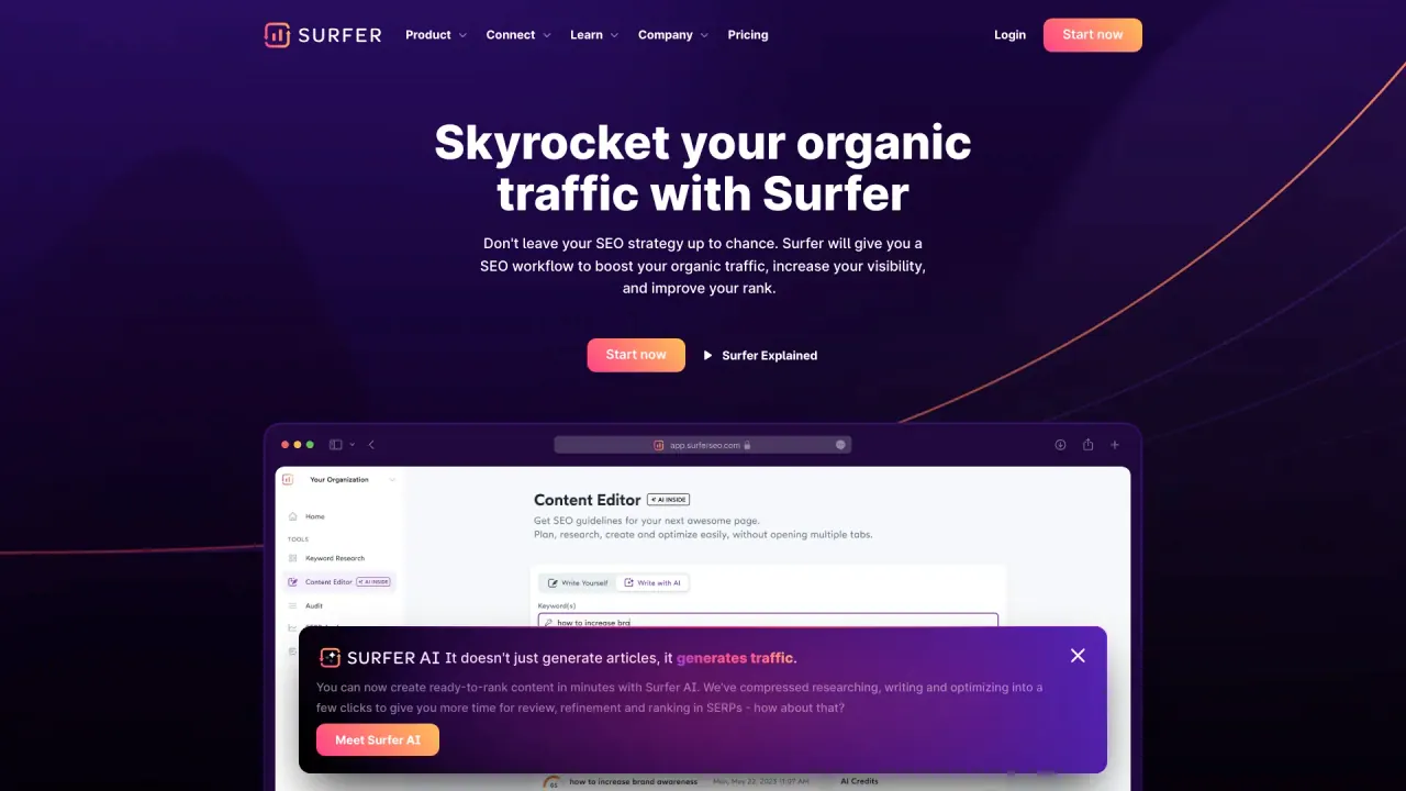SurferSEO screenshot