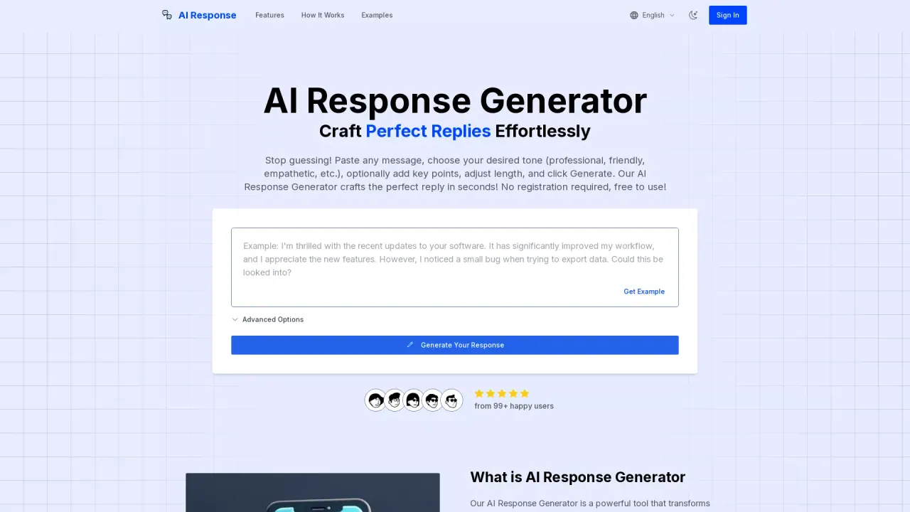 AI Response Generator screenshot