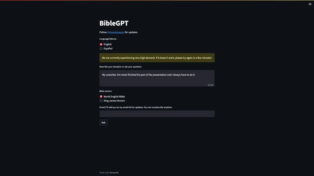 BibleGPT screenshot