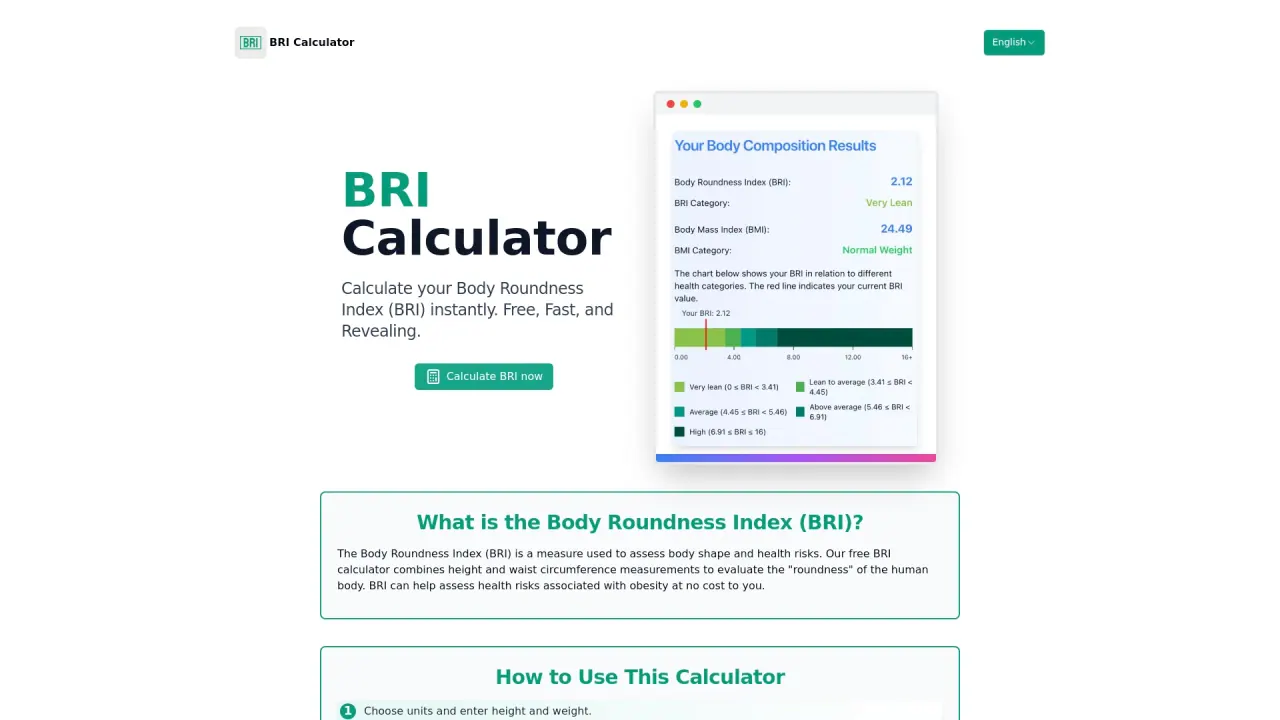 BRI Calculator screenshot