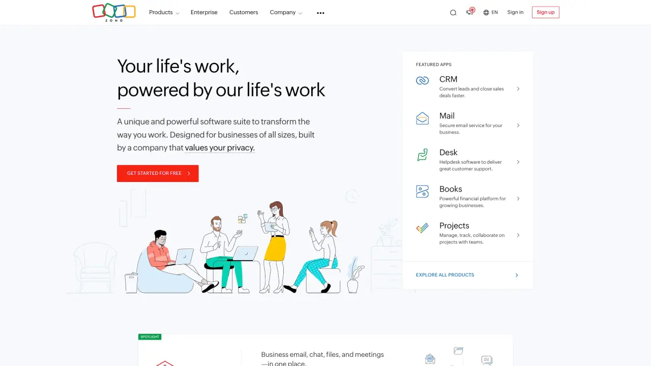 Zoho screenshot