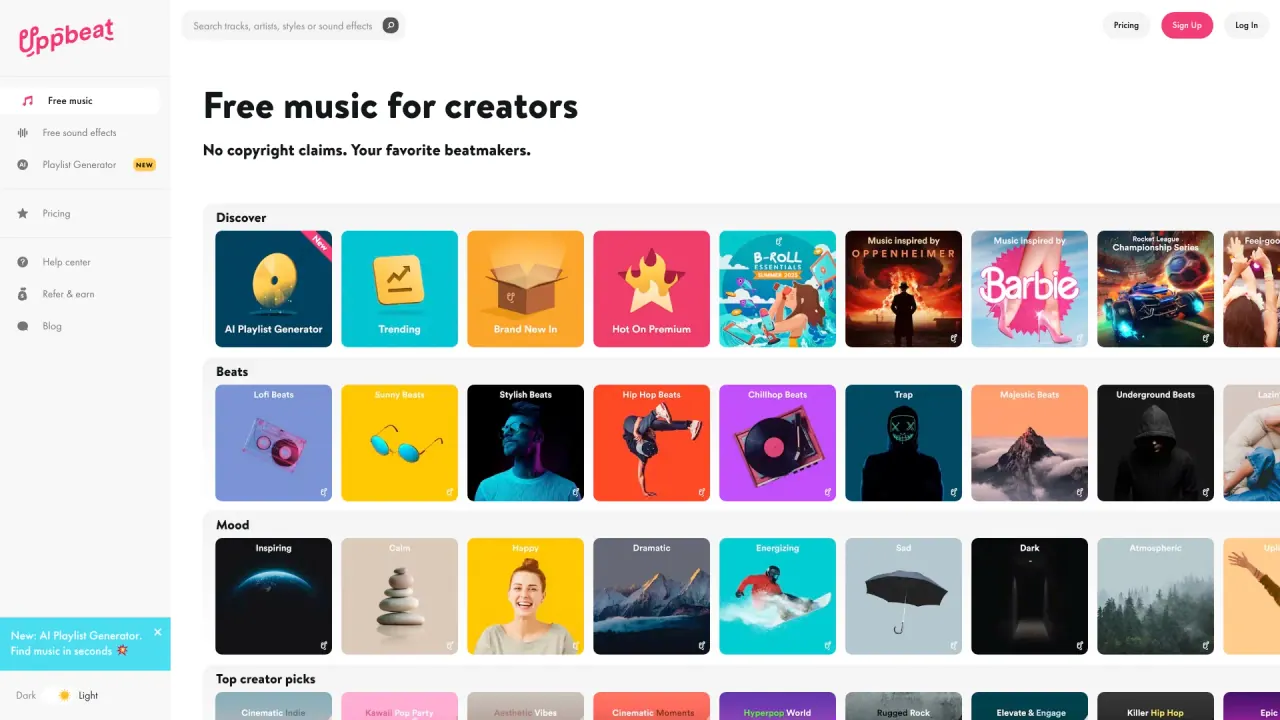 Uppbeat screenshot