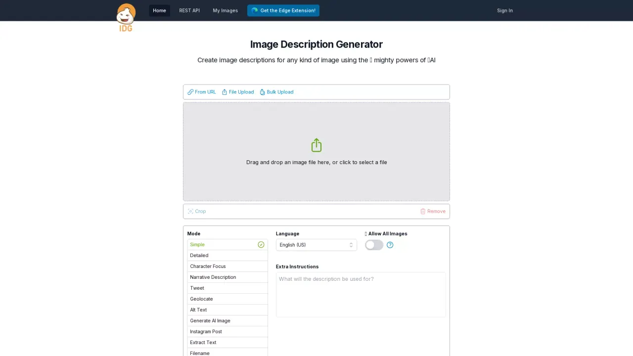 ImageDescriptionGenerator screenshot