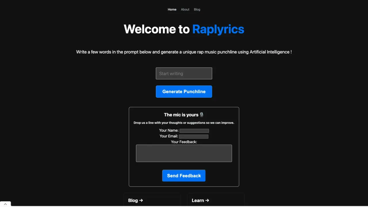 Raplyrics screenshot