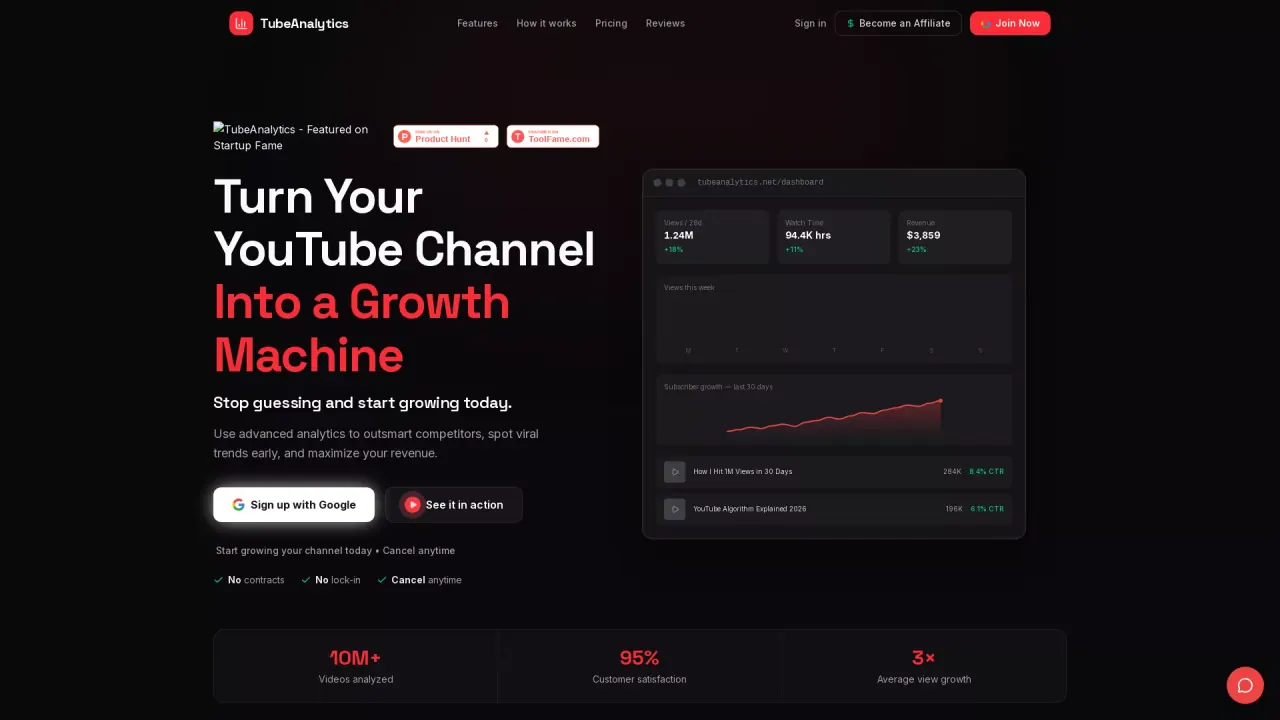 TubeAnalytics screenshot
