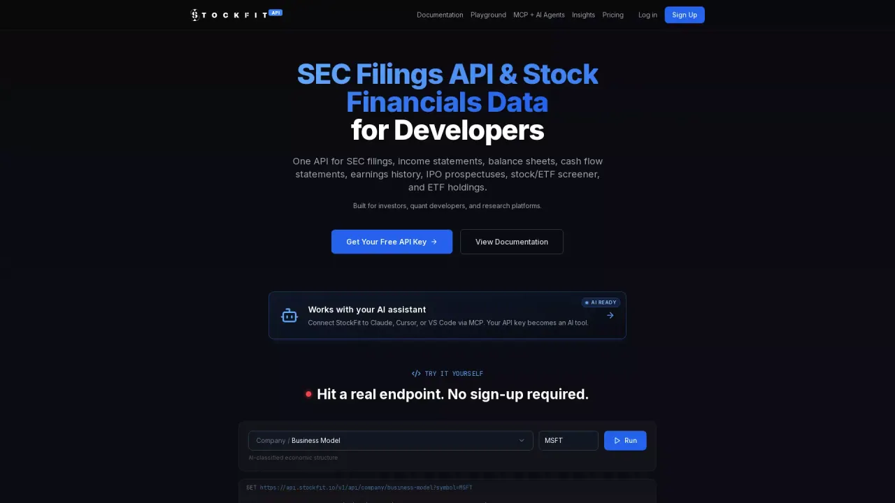 StockFitAPI screenshot