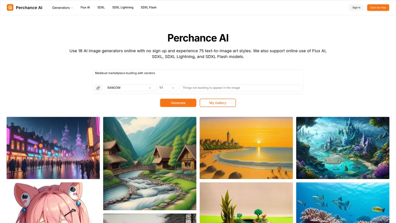 Perchance AI screenshot