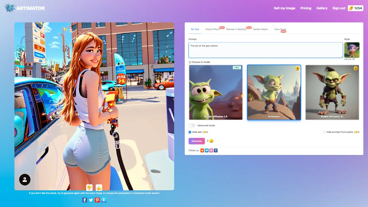 Artimator screenshot