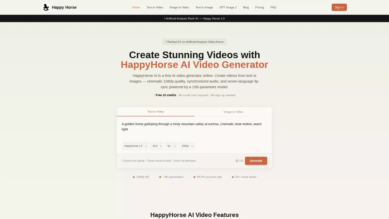 HappyHorse AI screenshot
