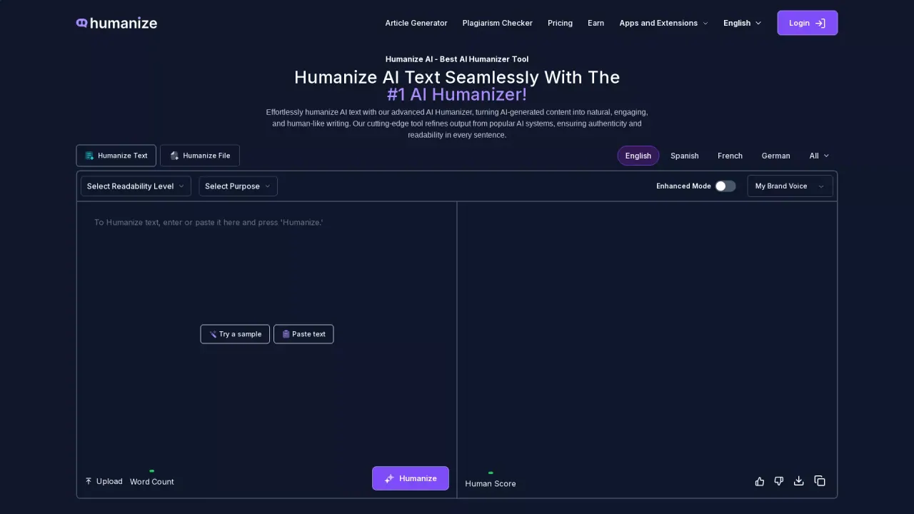 Humanize screenshot
