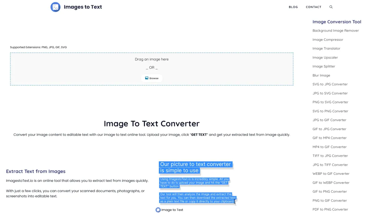 Imagestotext screenshot