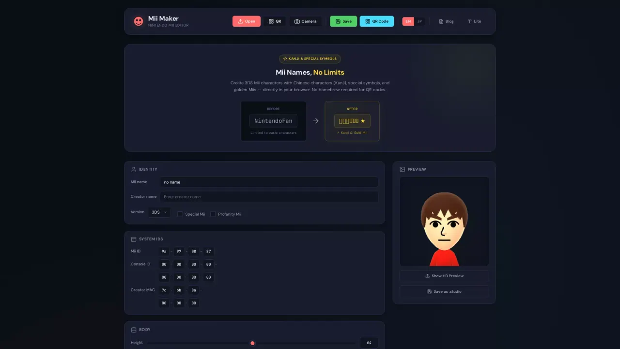 MiiMaker screenshot