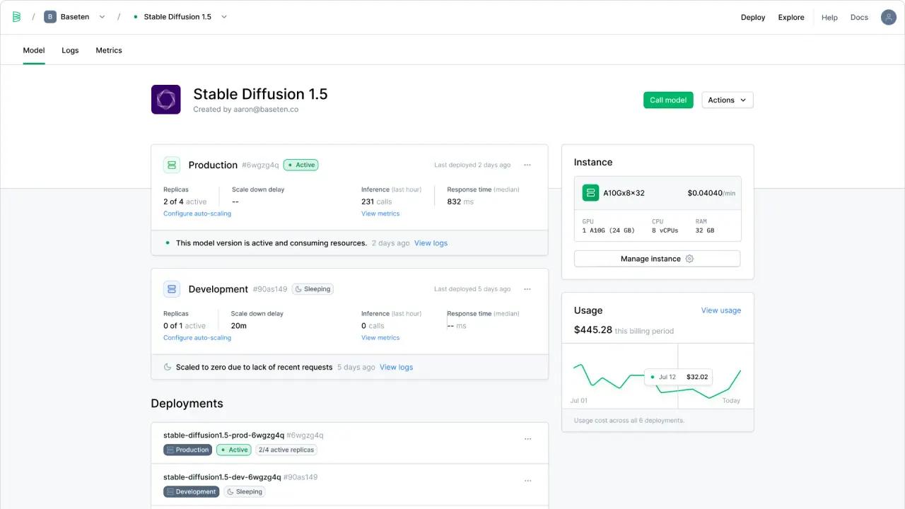 Baseten screenshot