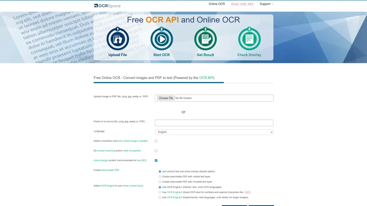 OCRSpace screenshot
