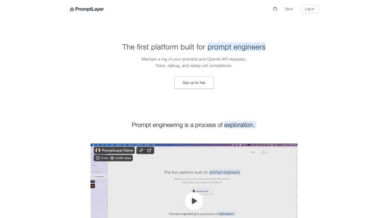 Promptlayer screenshot