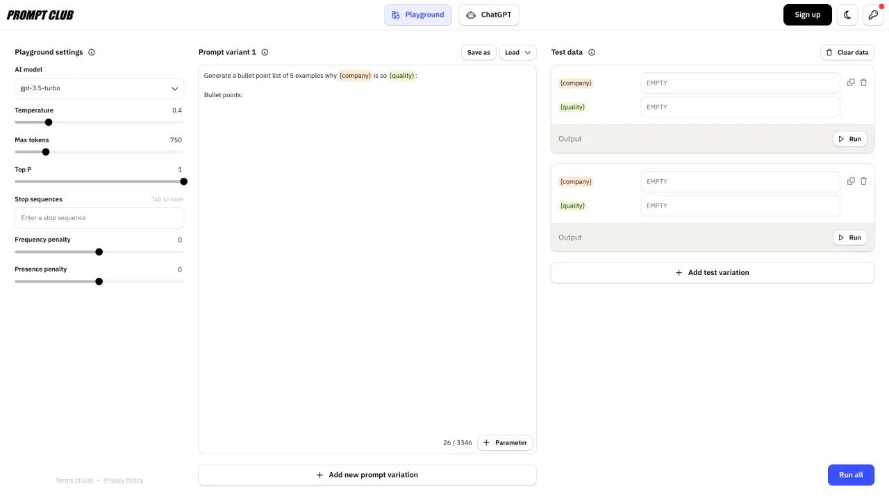 Promptclub screenshot