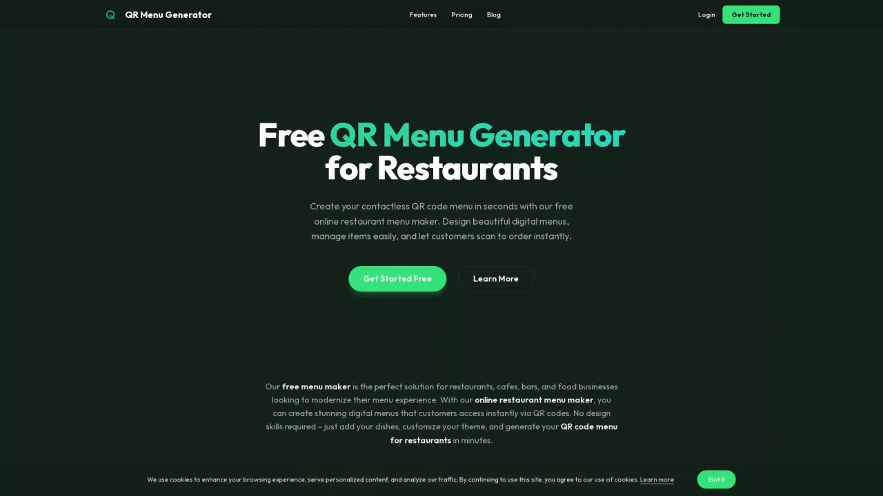 QR Menu Generator screenshot