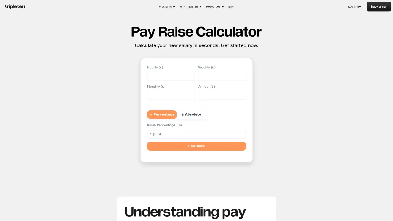 TripleTen Pay Raise Calculator screenshot