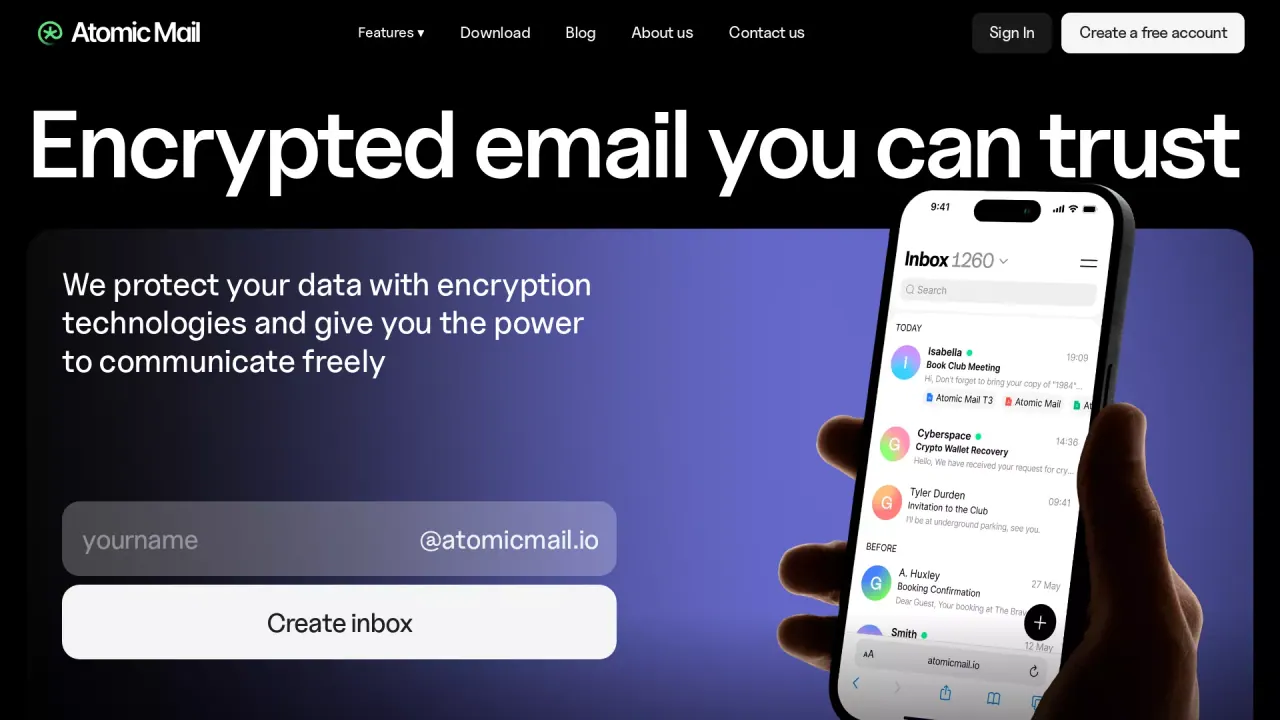 AtomicMail screenshot