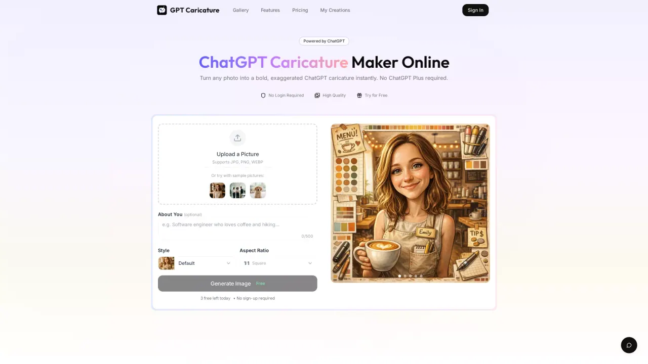 GPTCaricature screenshot