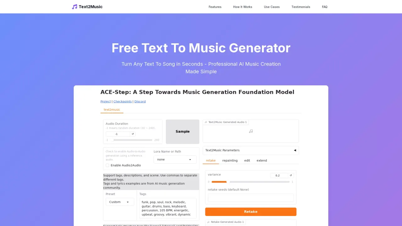 Text2Music screenshot