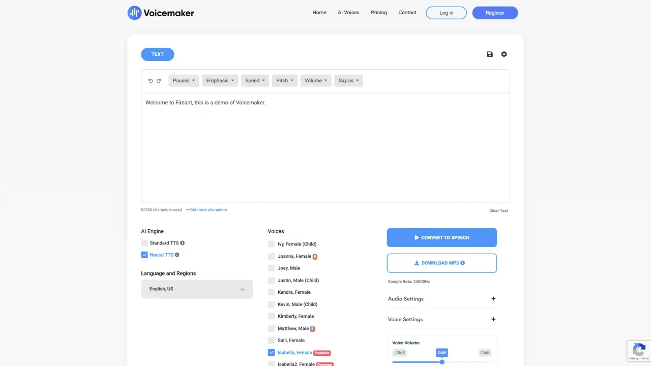 Voicemaker screenshot
