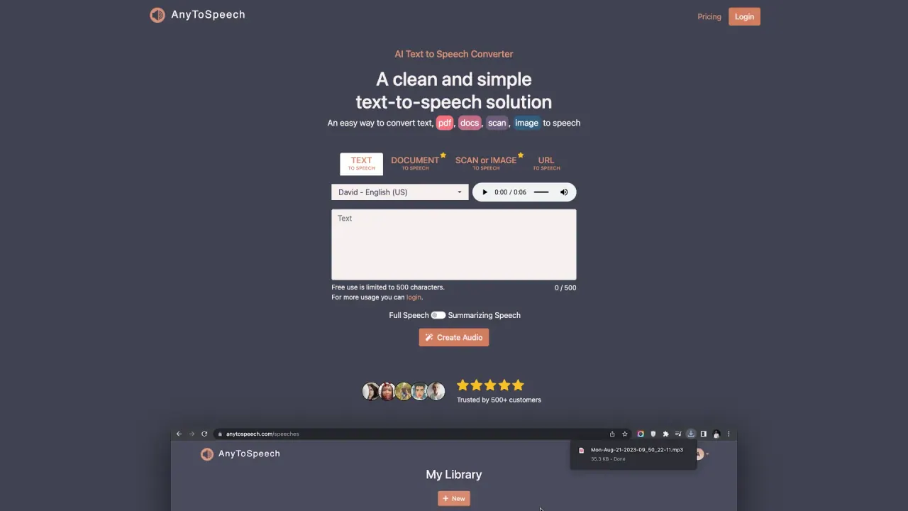 AnyToSpeech screenshot
