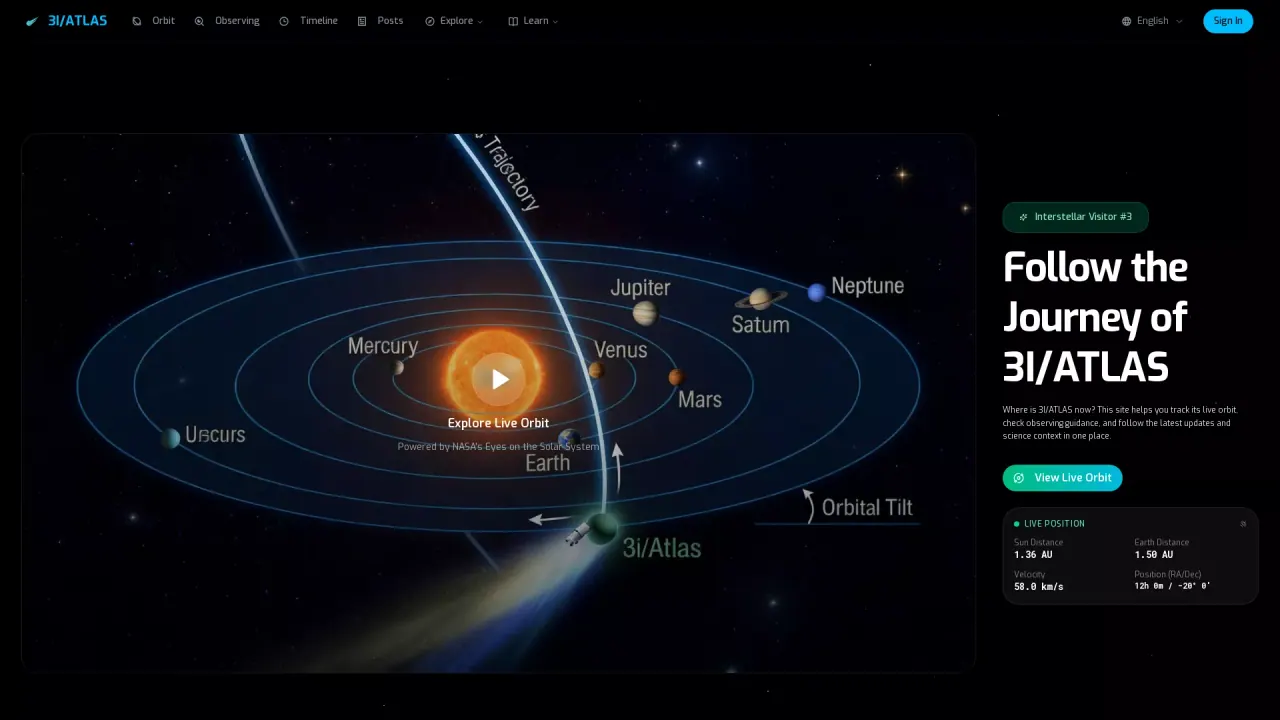 3i/Atlas  Comet Tracker screenshot