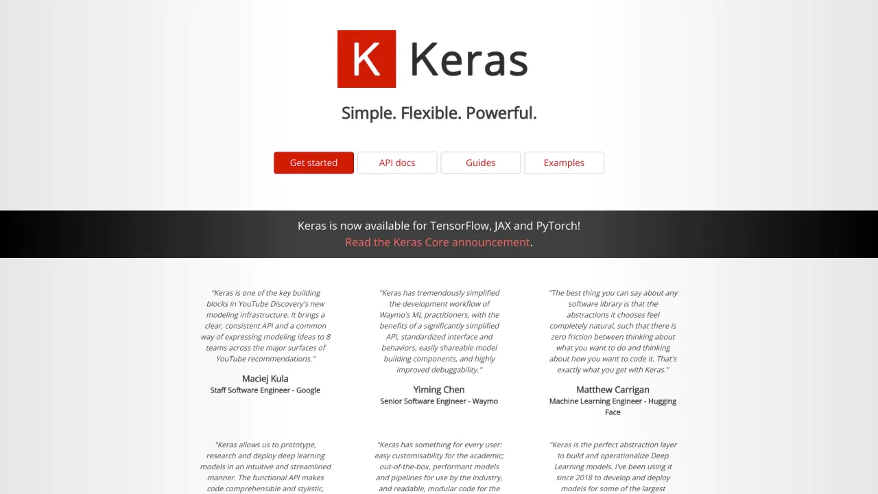 Keras screenshot