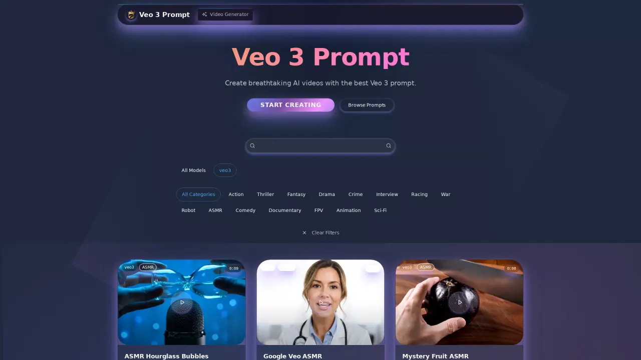 veo3 prompt screenshot