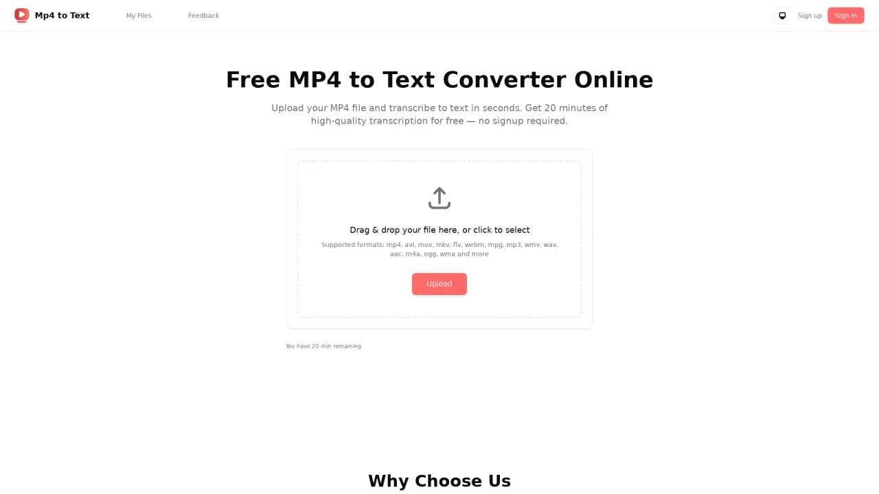 Mp4ToText screenshot