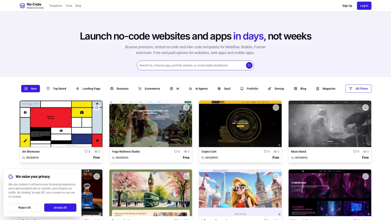 NoCodeWebsiteBuilder screenshot