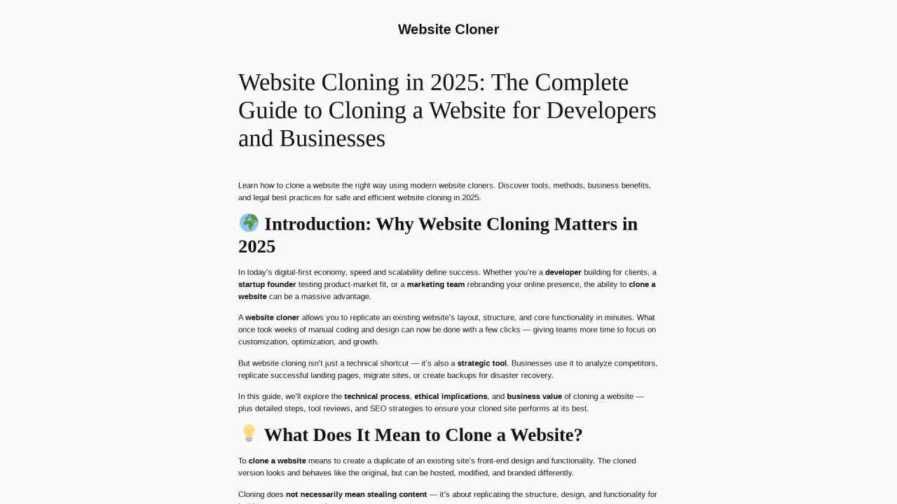 WebsiteCloner screenshot