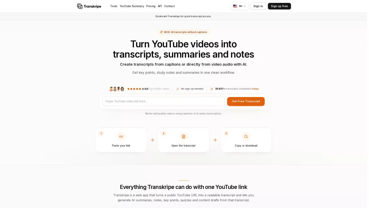 Transkripe screenshot